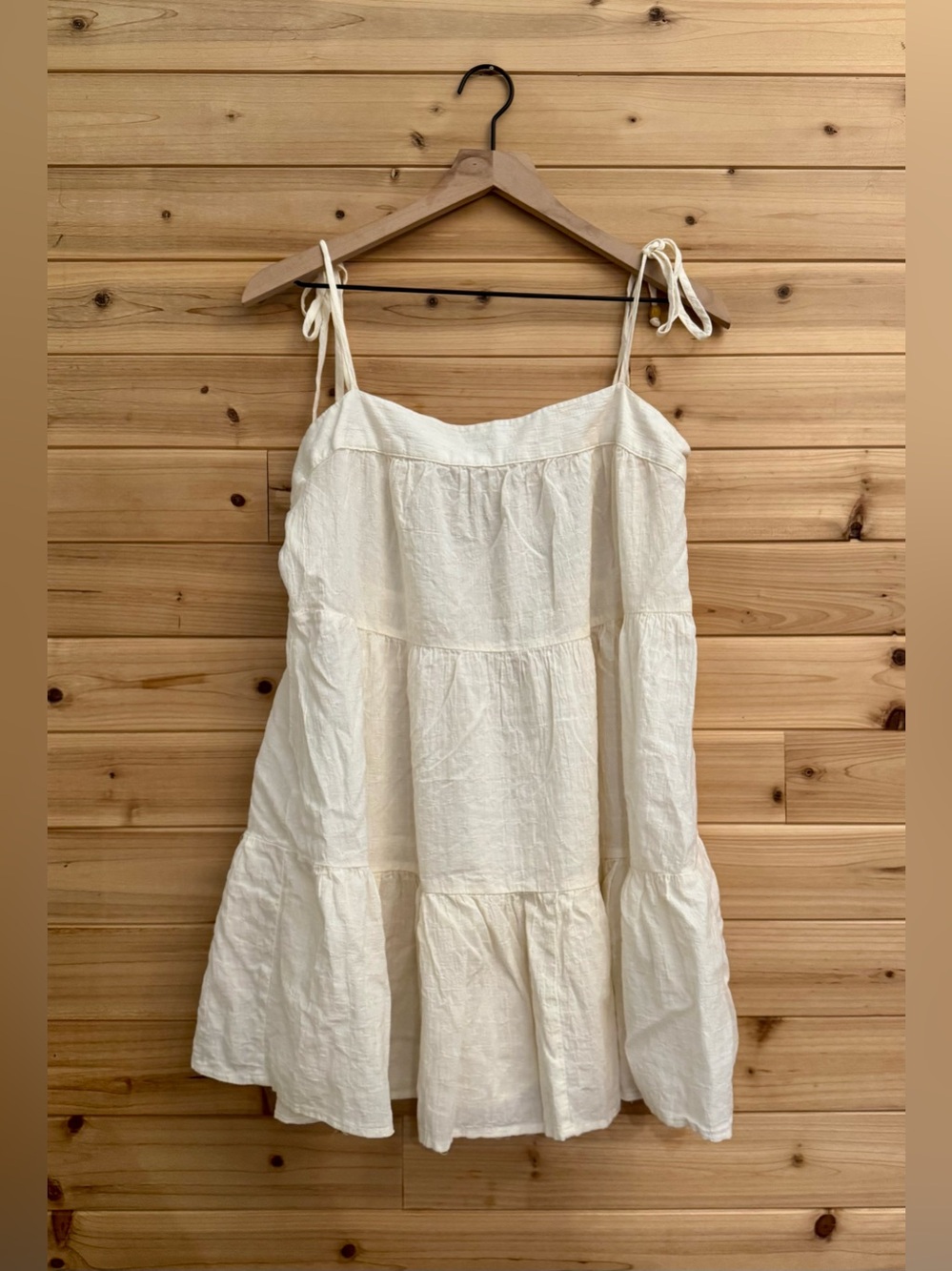 Abercrombie & Fitch Large Cotton Tiered Mini Dress Bride Wedding Natural Prairie